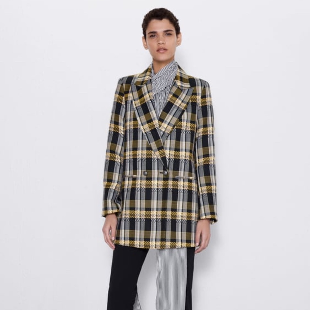 Zara oversized plaid double-breasted blazer NWOT